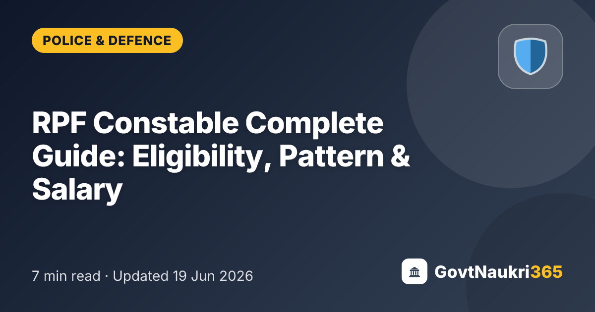 RPF Constable Complete Guide: Eligibility, Pattern & Salary